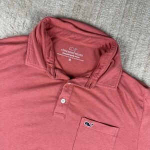Vineyard Vines Polo Shirt Mens Medium Orange Pink Edgartown Rugby Whale